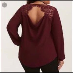 Torrid Open Back lace blouse